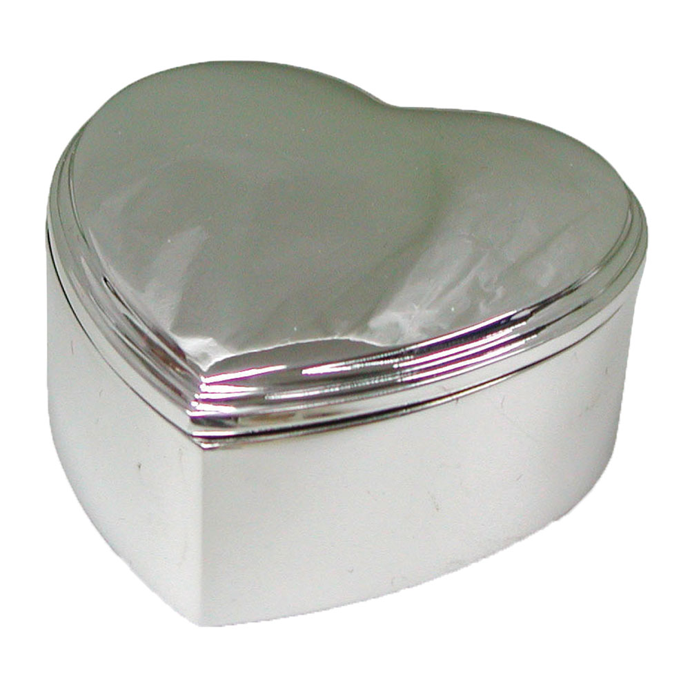 Forkromet smykkeskrin hjerte 8x8 cm