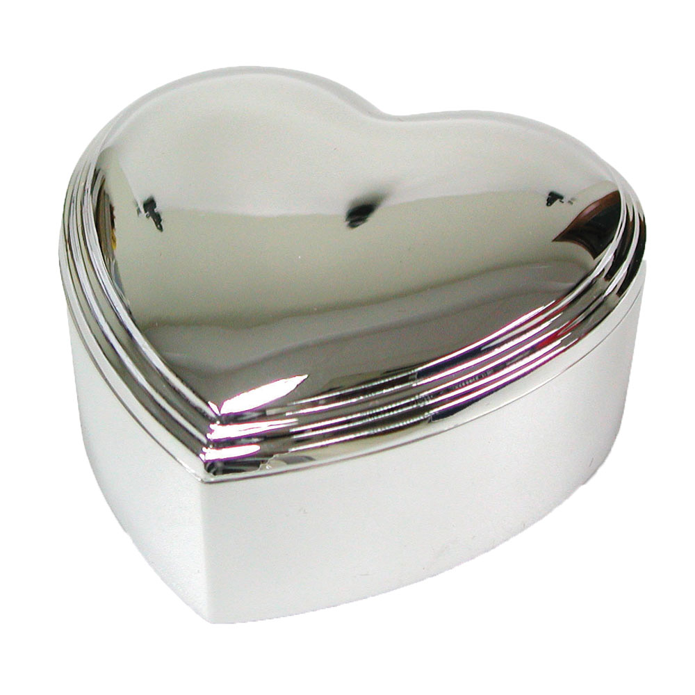 Forkromet smykkeskrin hjerte 12x12 cm