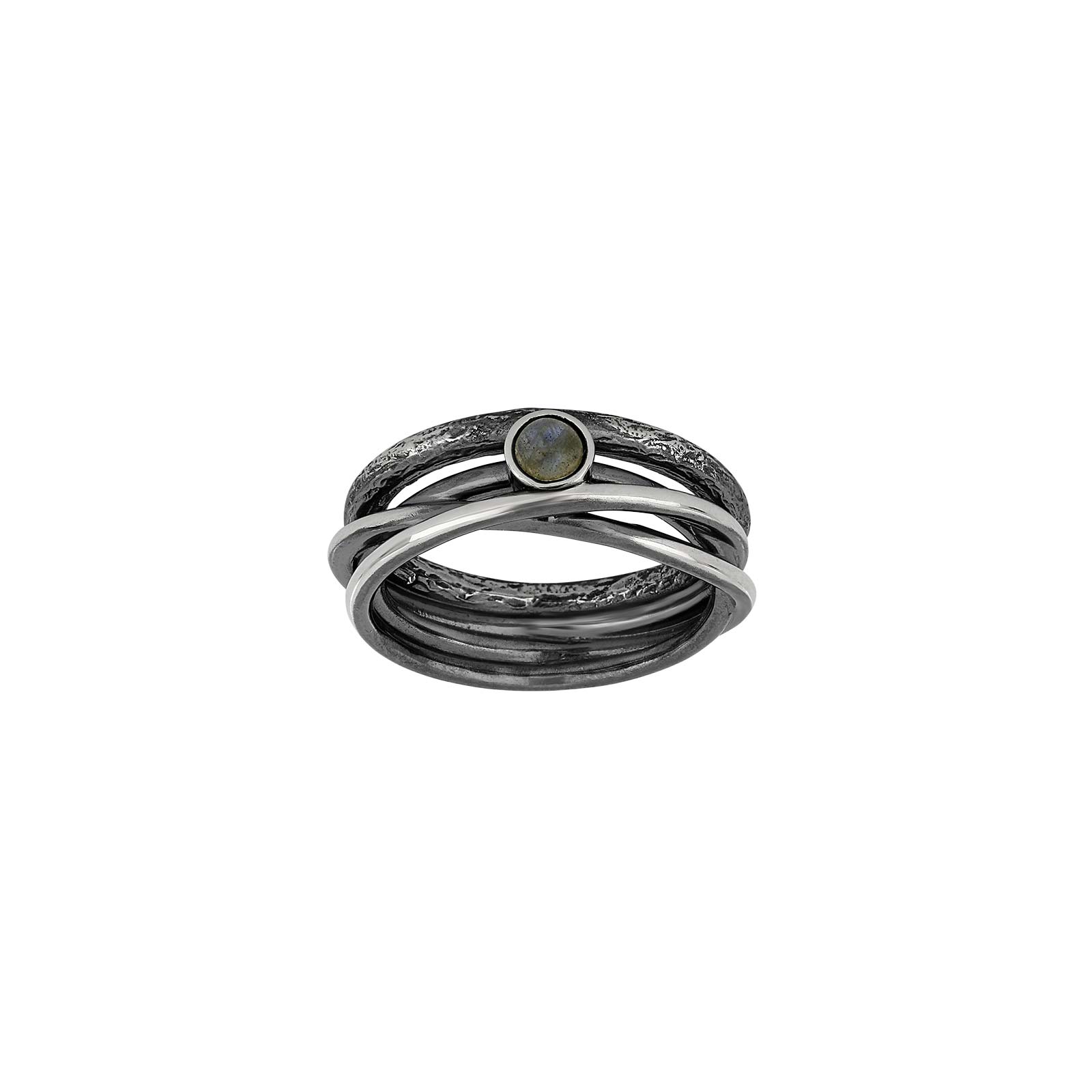 Sølv + oxyd.m/labradorite ring str. 54