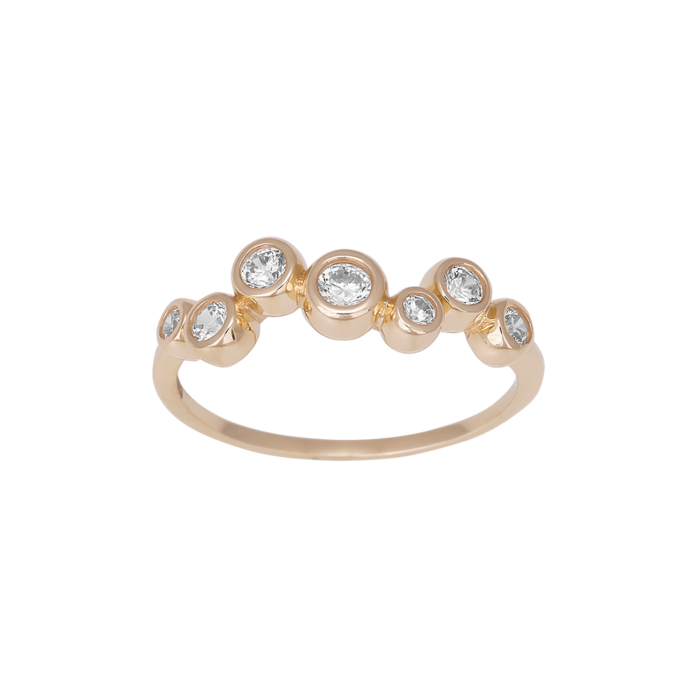 8kt. guldring m/cz i rørfatninger