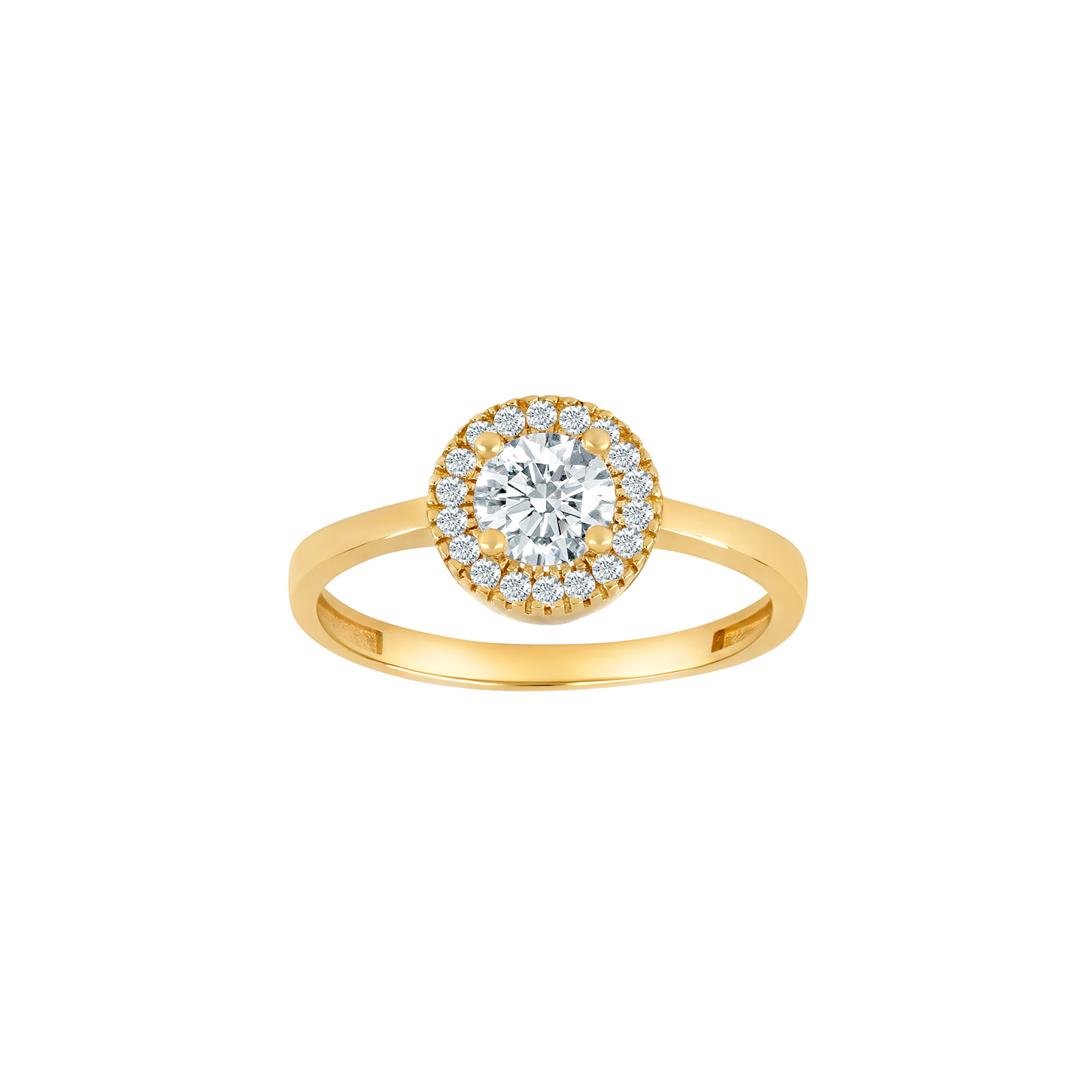 14kt. guldring rund roset m/cz