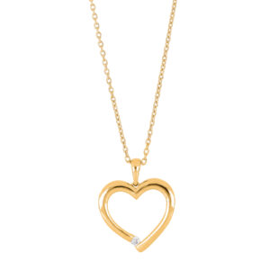 14kt. guldhjerte m/dia. 0.03ct W/SI inkl. forg. K
