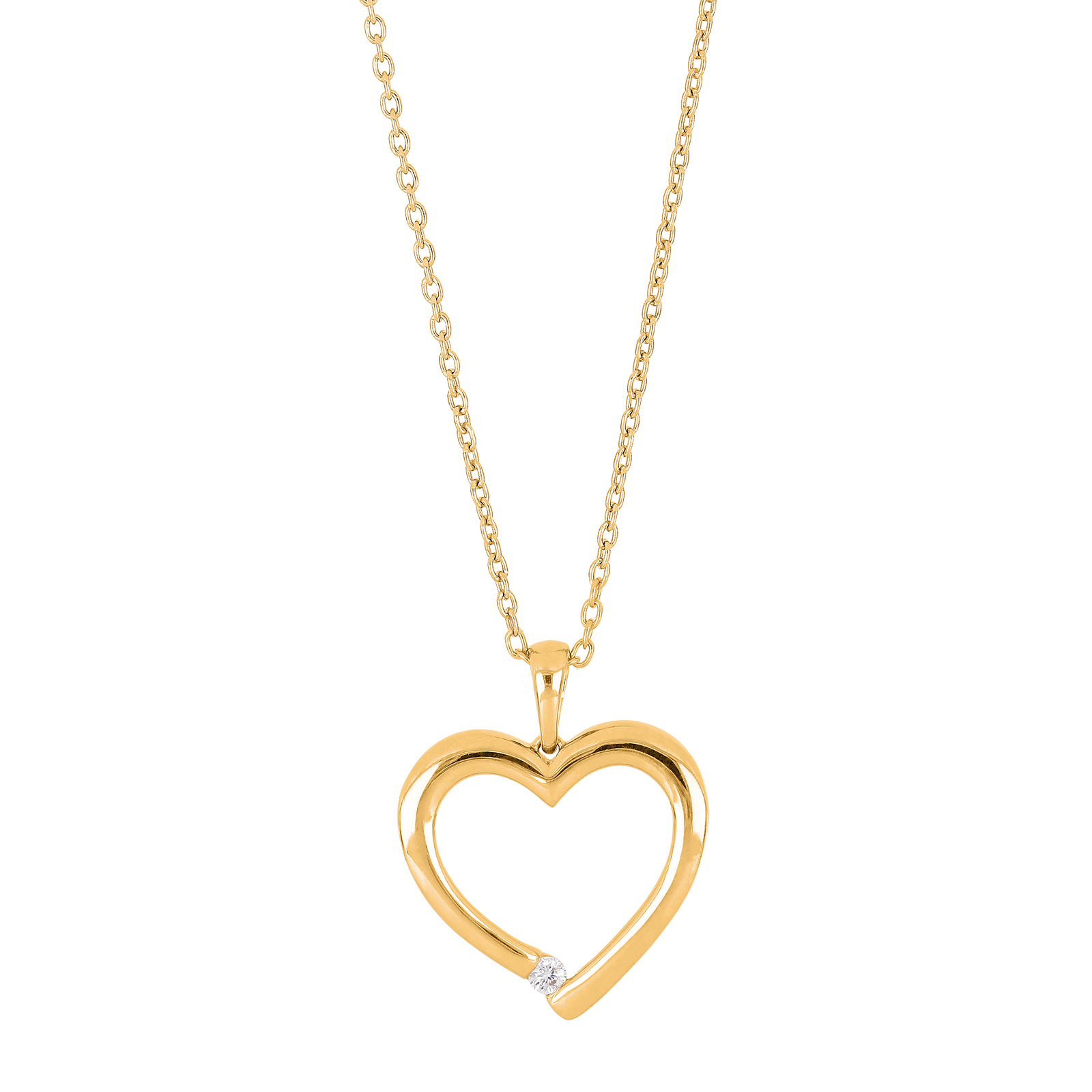 14kt. guldhjerte m/dia. 0.03ct W/SI inkl. forg. K