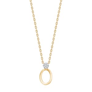 14kt. Guldvedhæng m/dia. 0,035ct W/SI inkl. forg. kæde