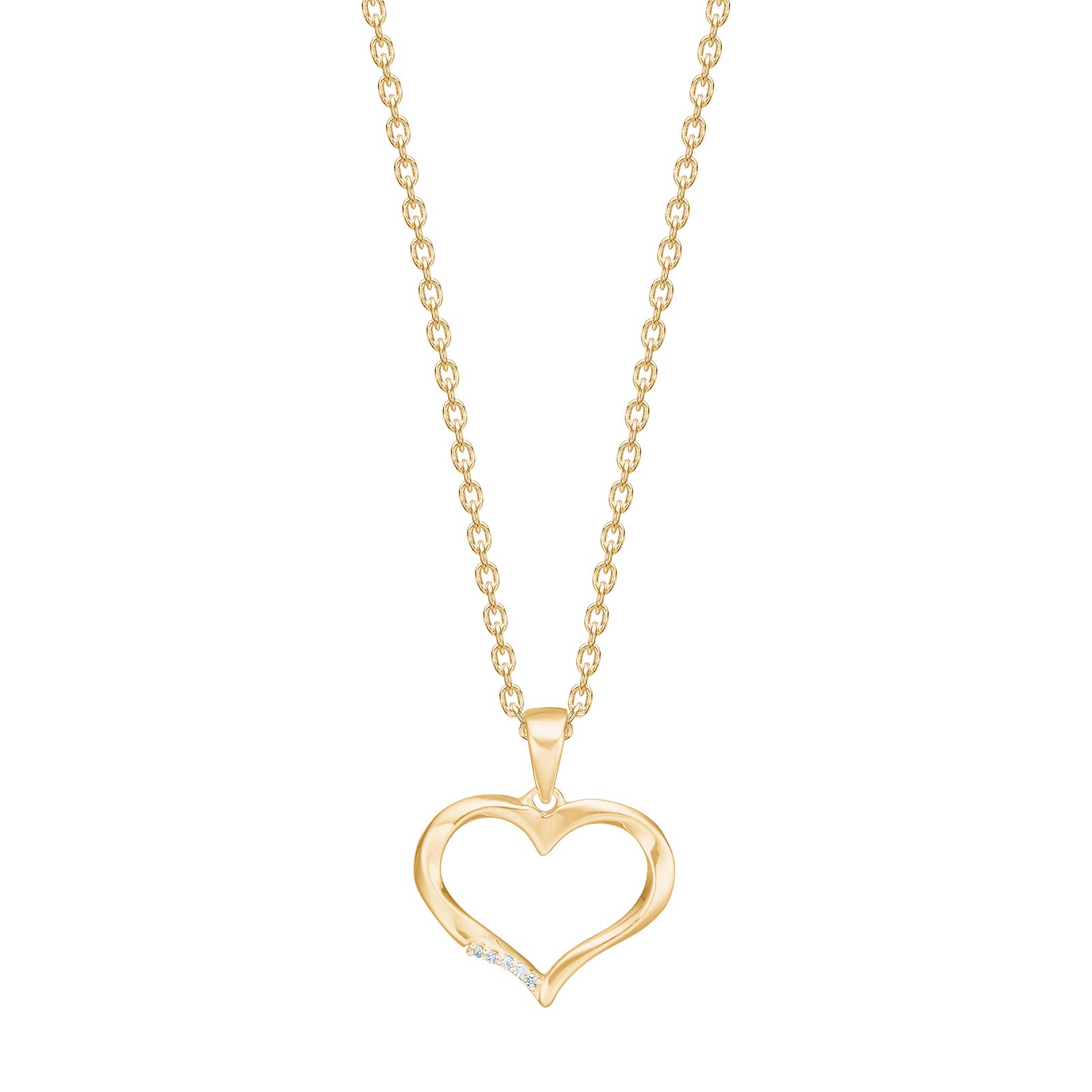14kt. guldhjerte m/dia. 0,006ct W/SI inkl. forg. kæde