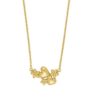 Forg. sølvvedhæng hjerter/blomster m. kæde