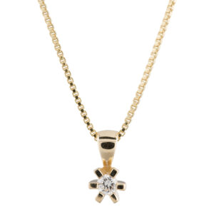 8kt. guld vedhæng m. cz incl. fg kæde