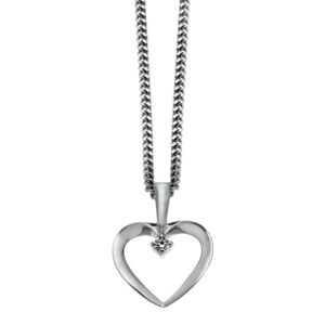 14kt. hvidguldsvedhæng med 0,025ct. w/si inkl. kæd