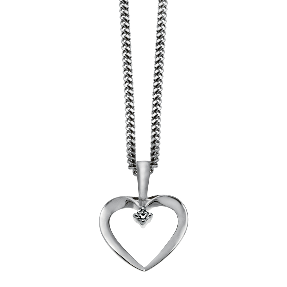 14kt. hvidguldsvedhæng med 0,025ct. w/si inkl. kæd