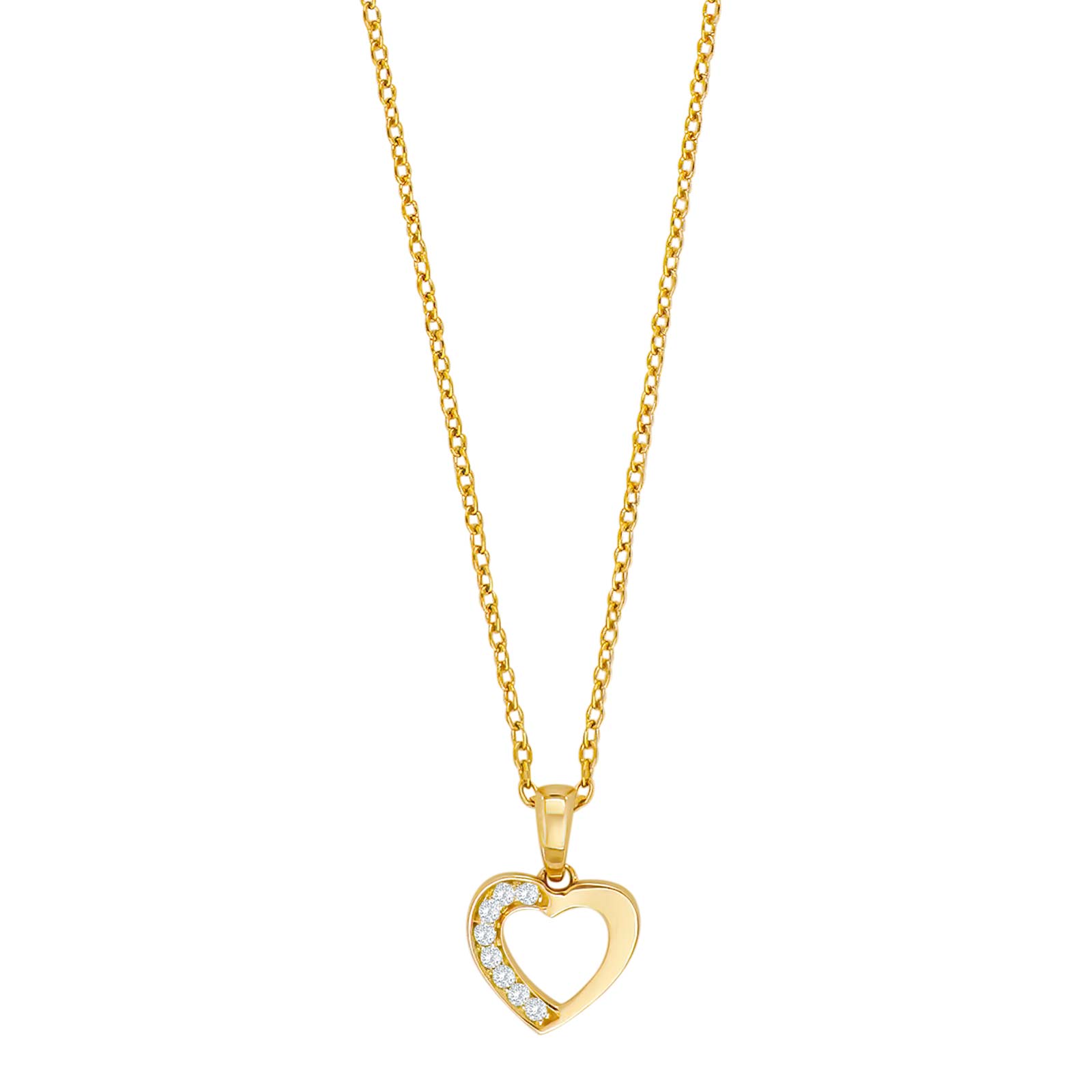 14kt. Guld hjertevedhæng m. 0,04ct TW/SI inkl. forg. kæde