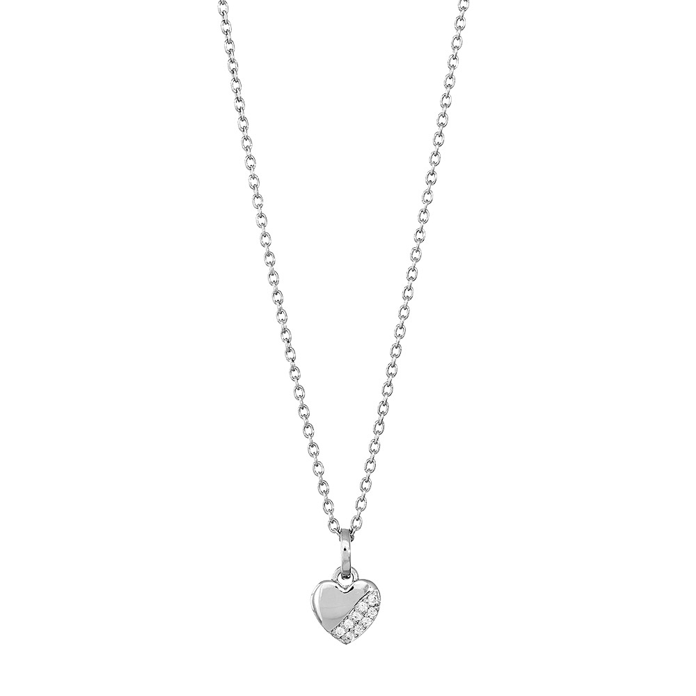 Rhd. Sølv vedh. hjerte med cz. inkl. kæde