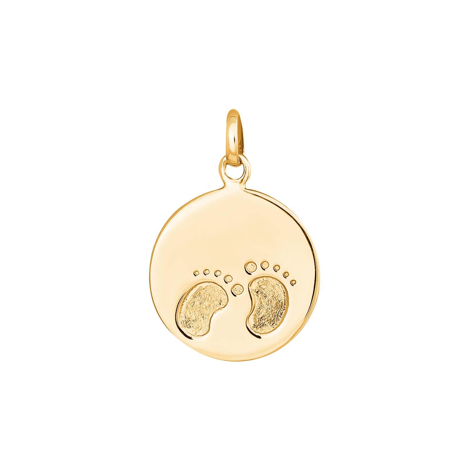 8kt. guldvedhæng rund plade m/fødder