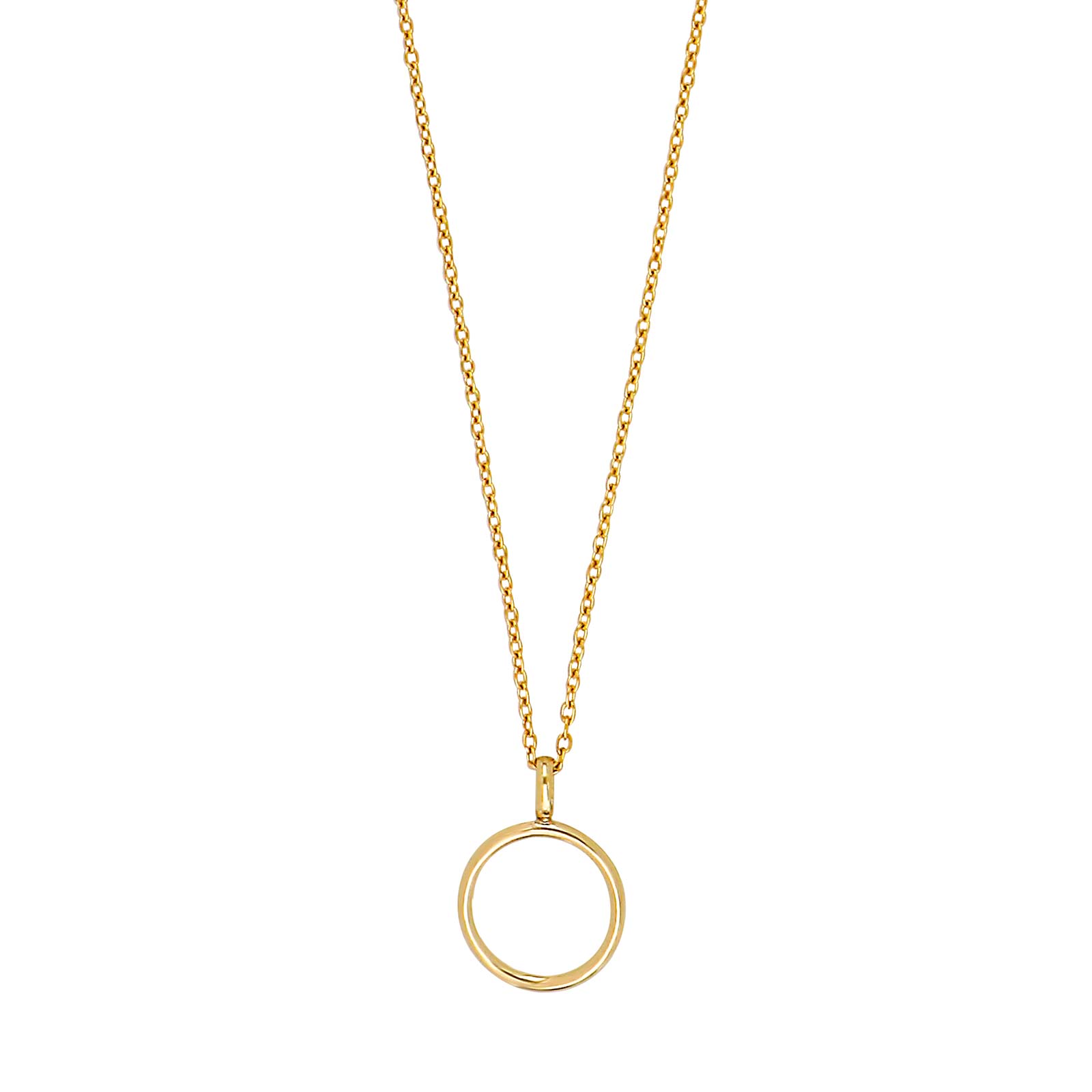 8kt. guldvedhæng cirkel inkl. forg. kæde