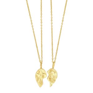 8kt. guld knækhjerte 15mm  inkl. 2 forg. Sølvkæder