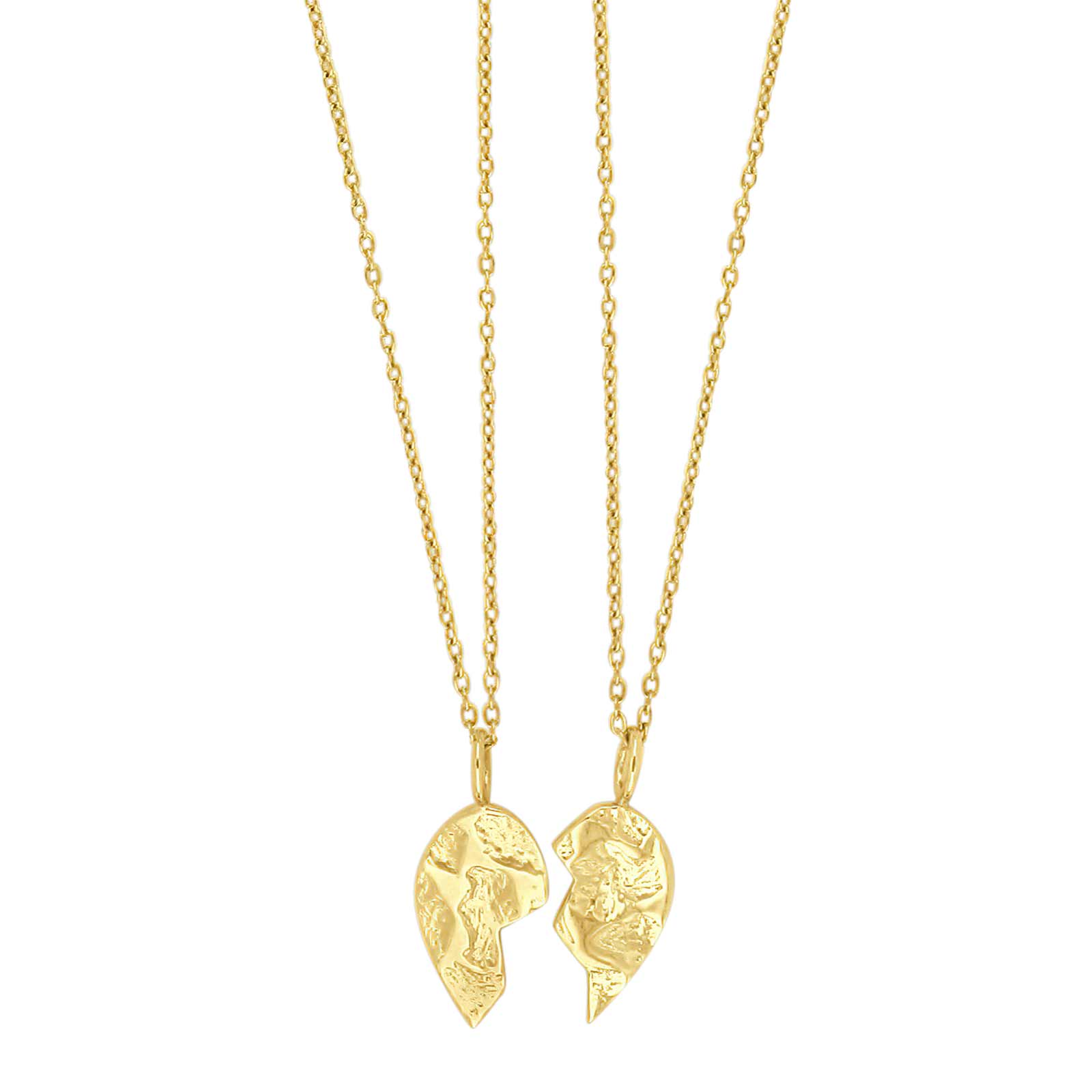 8kt. guld knækhjerte 15mm inkl. 2 forg. Sølvkæder