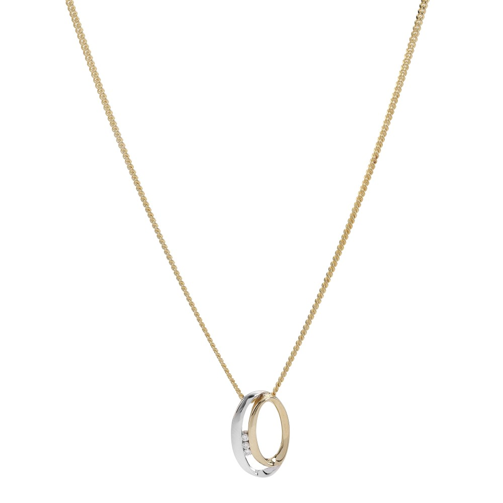 14kt. guldvedhæng bicolor m/dia. 0.030ct. W/SI ink