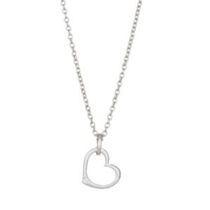 14kt. hvidguldshjerte m/dia. 0.010ct W/P1 inkl. sø