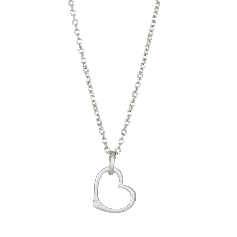 14kt. hvidguldshjerte m/dia. 0.010ct W/P1 inkl. sø