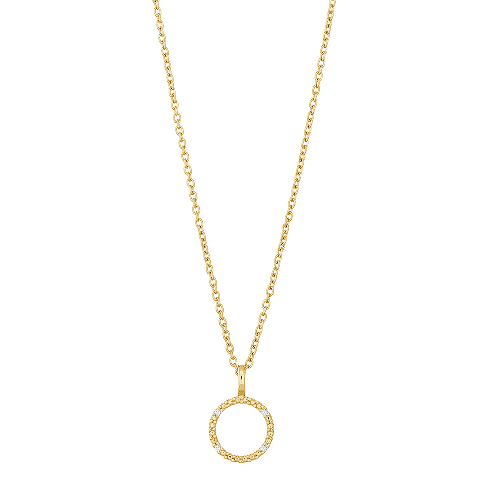 14kt. guldvedhæng m/dia. 0.02ct W/PI og forg. kæde