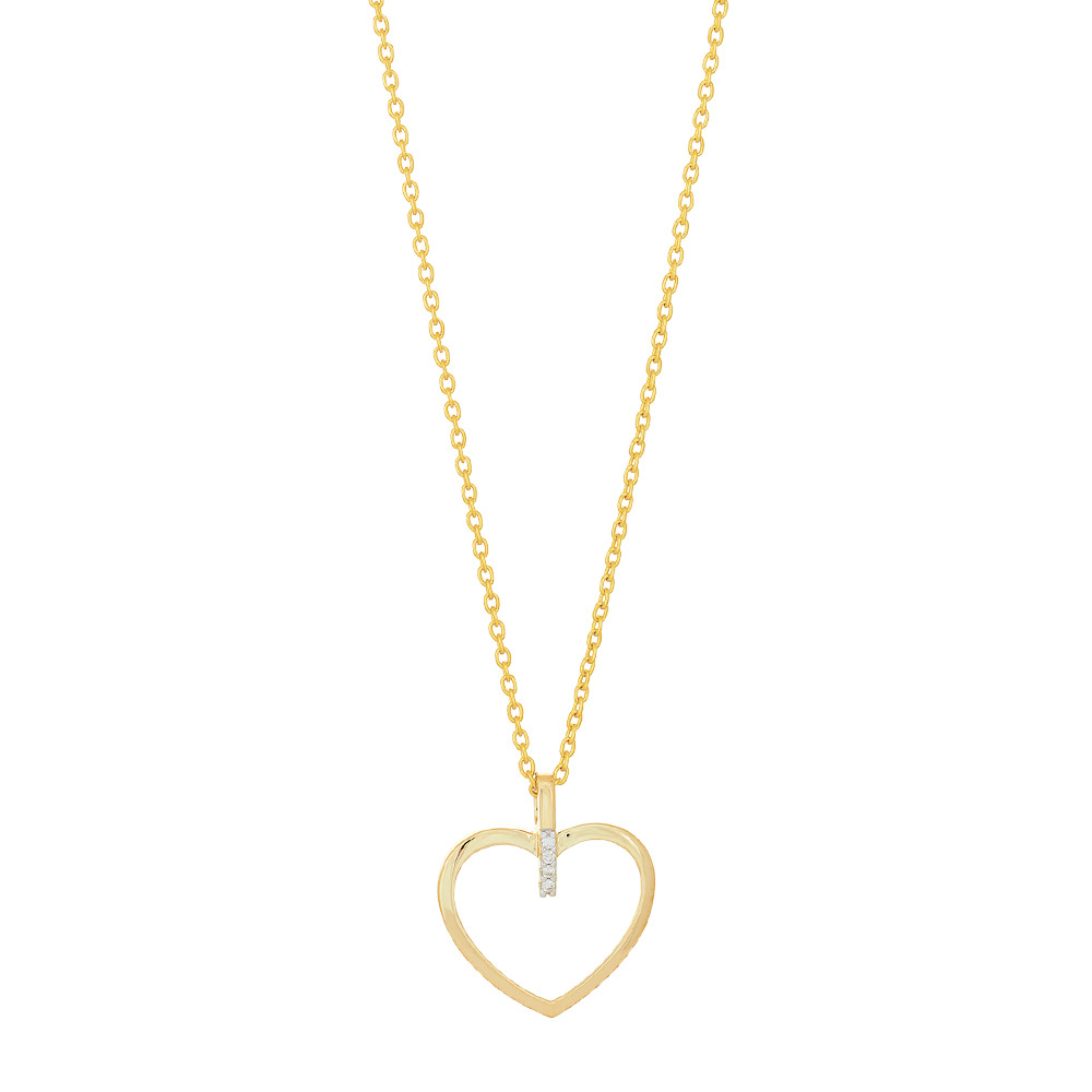 14kt. guldhjerte m/dia. 0.02ct W/SI og forg. kæde