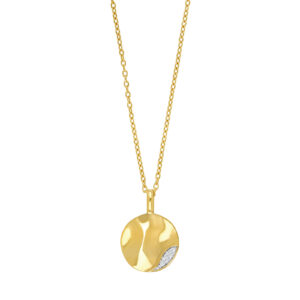 14kt. guldvedhæng m/dia. 0.02ct W/SI og forg. Sølv