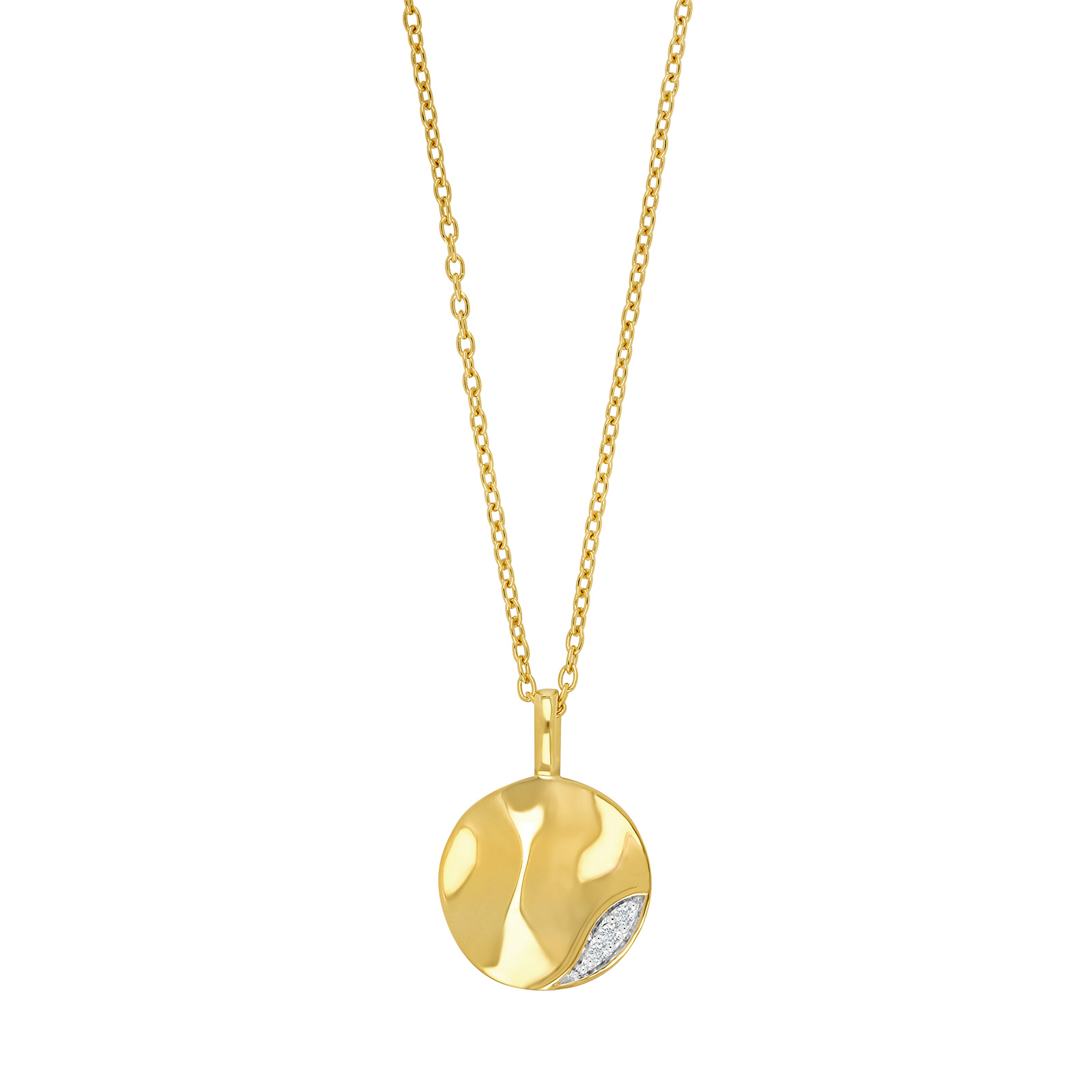 14kt. guldvedhæng m/dia. 0.02ct W/SI og forg. Sølv