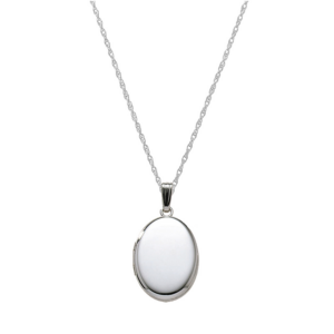 Medaljon i rhod. sølv. Inkl. kæde