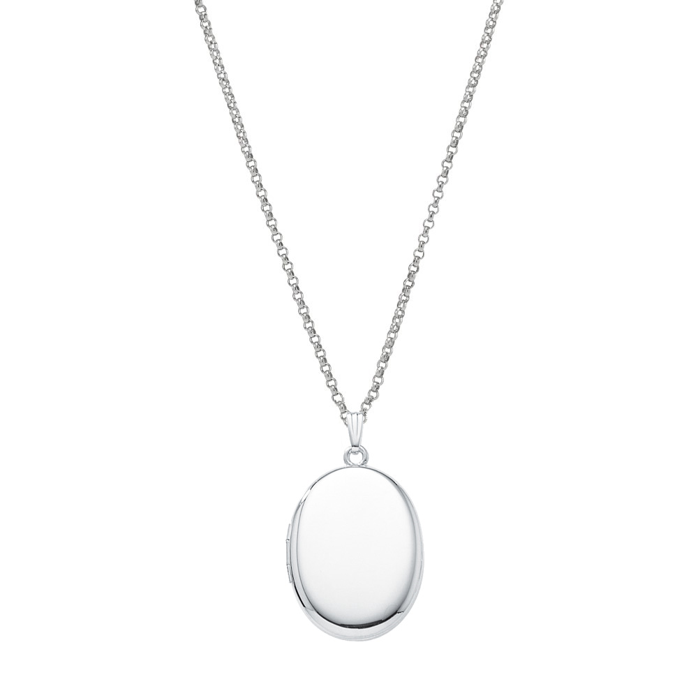 Medaljon i rhod sølv. Inkl. kæde