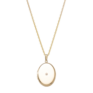 Medaljon m. 14kt. påvalset guld og 0,02ct brill.