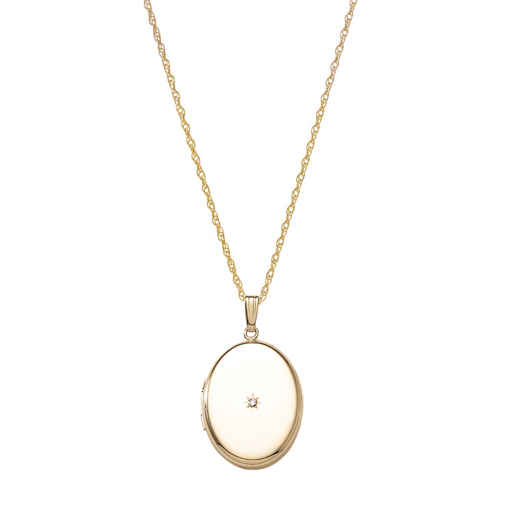 Medaljon m. 14kt. påvalset guld og 0,02ct brill.