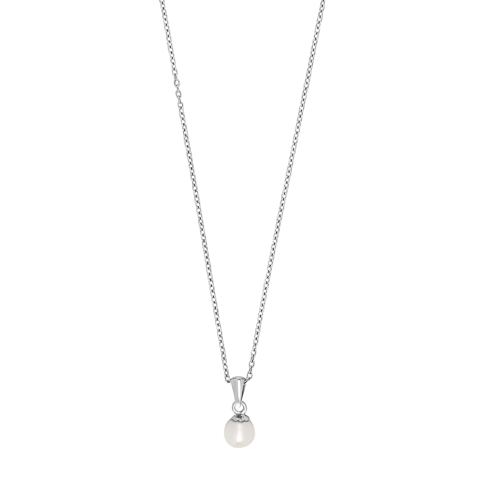 Rhod. sølvvedhæng m/ferskv. perle 6 mm inkl. kæde