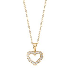 8kt. guldvedhæng hjerte  m/cz inkl. forg. kæde