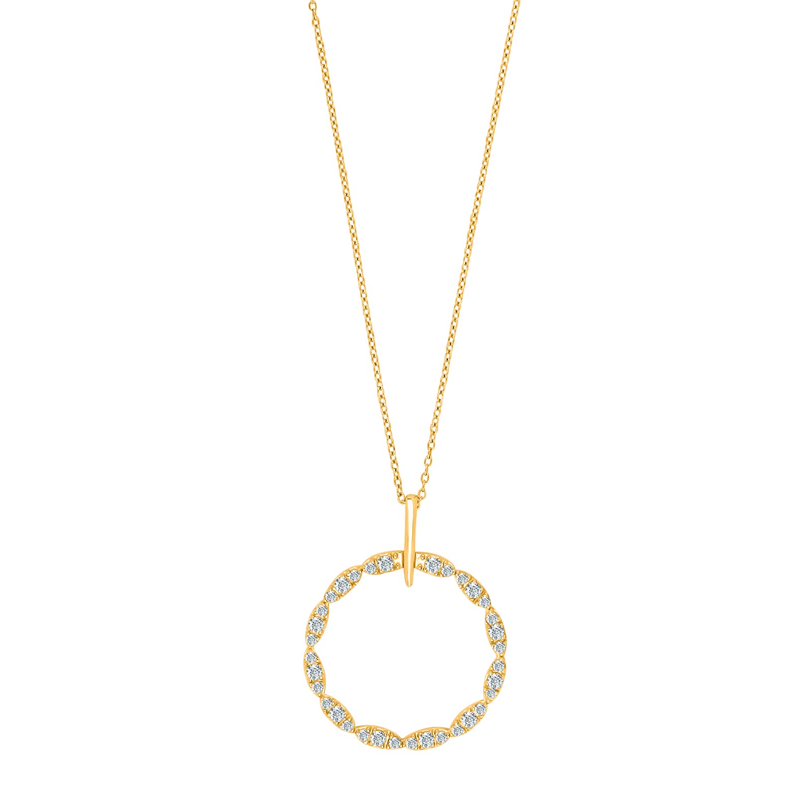 8kt. guldvedhæng cirkel m/cz inkl. forg. kæde