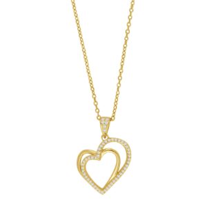 Forg. sølv vedhæng med hjerter 18mm inkl. kæde