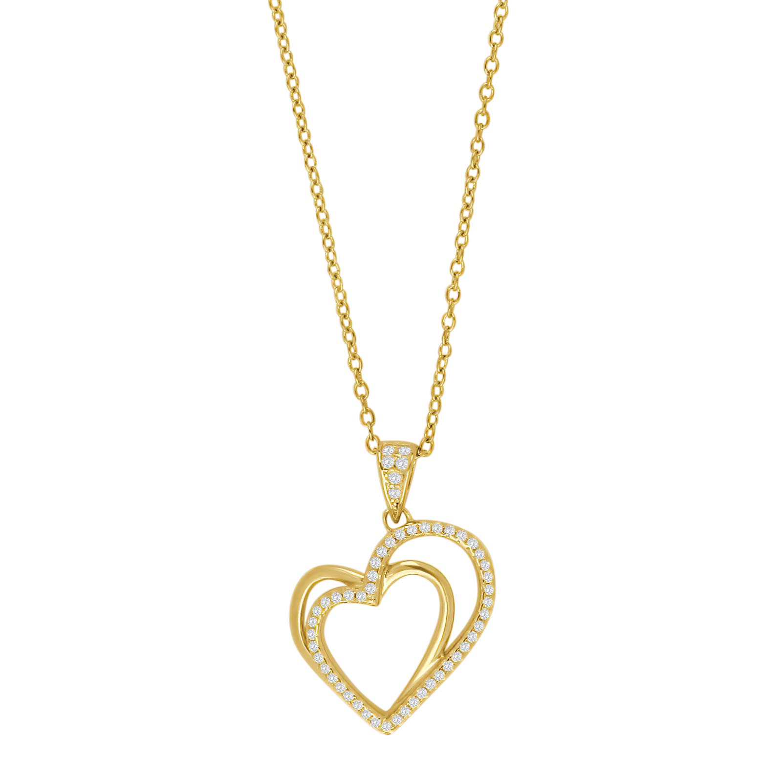 Forg. sølv vedhæng med hjerter 18mm inkl. kæde