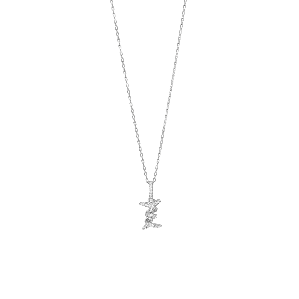 Rhd. Sølv vedhæng med cz. inkl. kæde