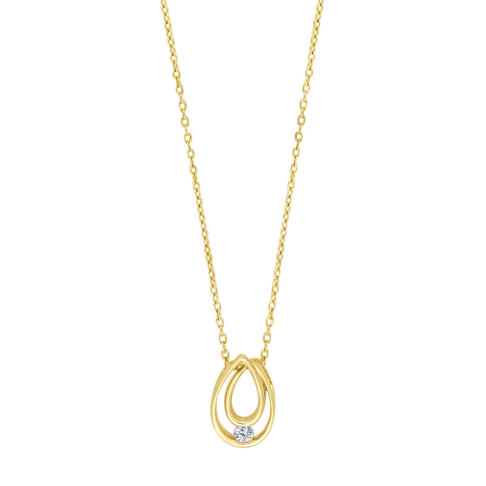 9kt. Guld vedhæng m/cz inkl. forg. kæde