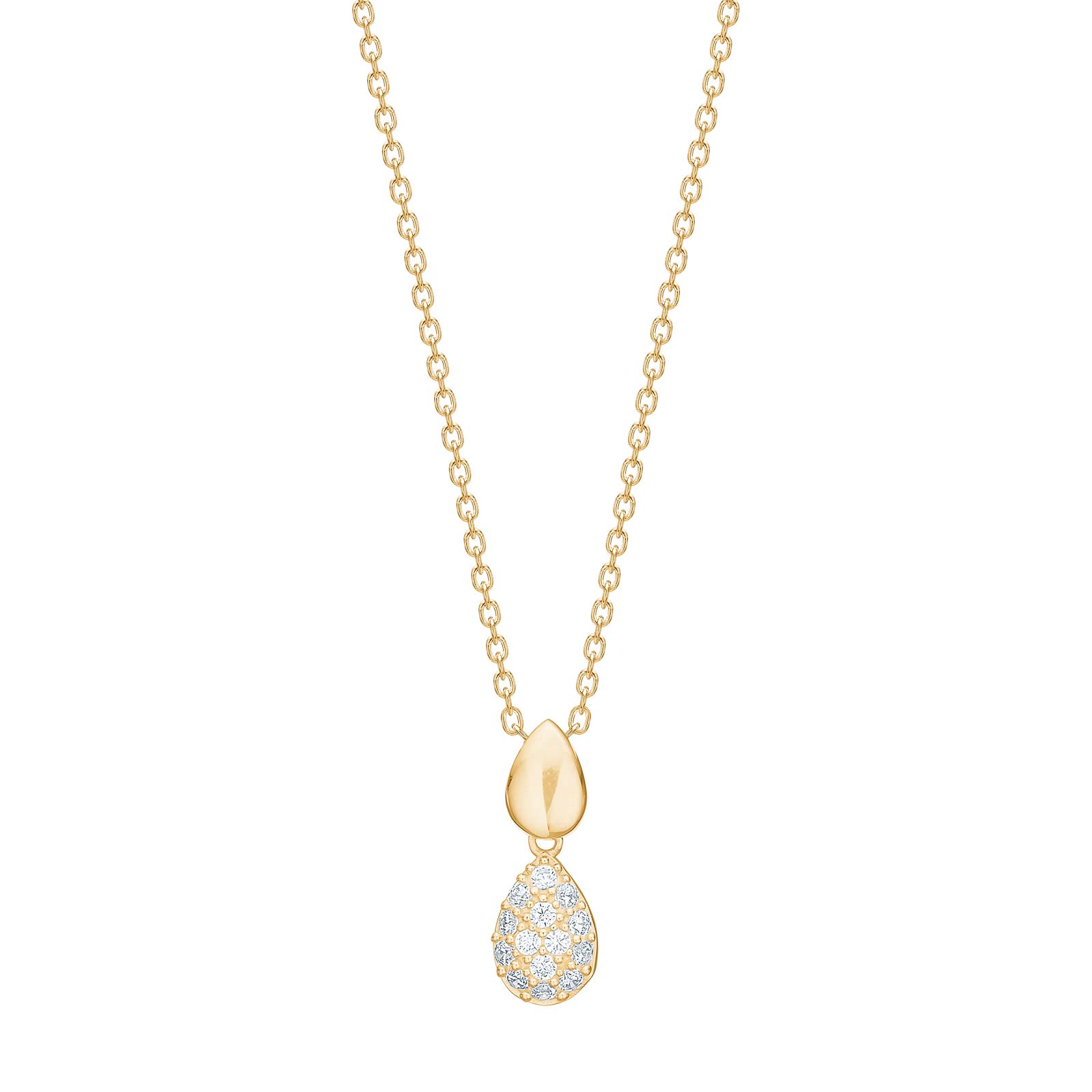 8kt. guldvedhæng m.cz inkl. forg. kæde