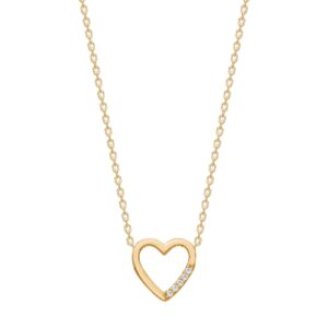 8kt. Guldvedhæng hjerte m.cz inkl. forg. kæde