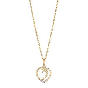 14kt. guldhjerte m/dia. 0.005ct W/SI inkl. forg. K