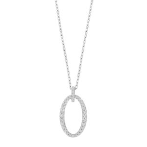 Rhod. sølvvedhæng m/cz inkl. kæde