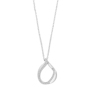 Rhod. sølvvedhæng m/cz inkl. kæde