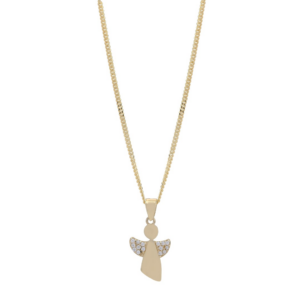 8kt. guldvedhæng engel inkl. forg. sølv kæde