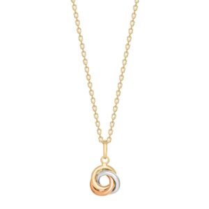 8kt. guldvedhæng 3-farvet knude incl. forg. kæde