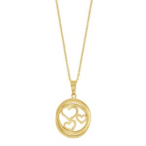 8kt. Guld vedhæng hjerter inkl. forg. kæde