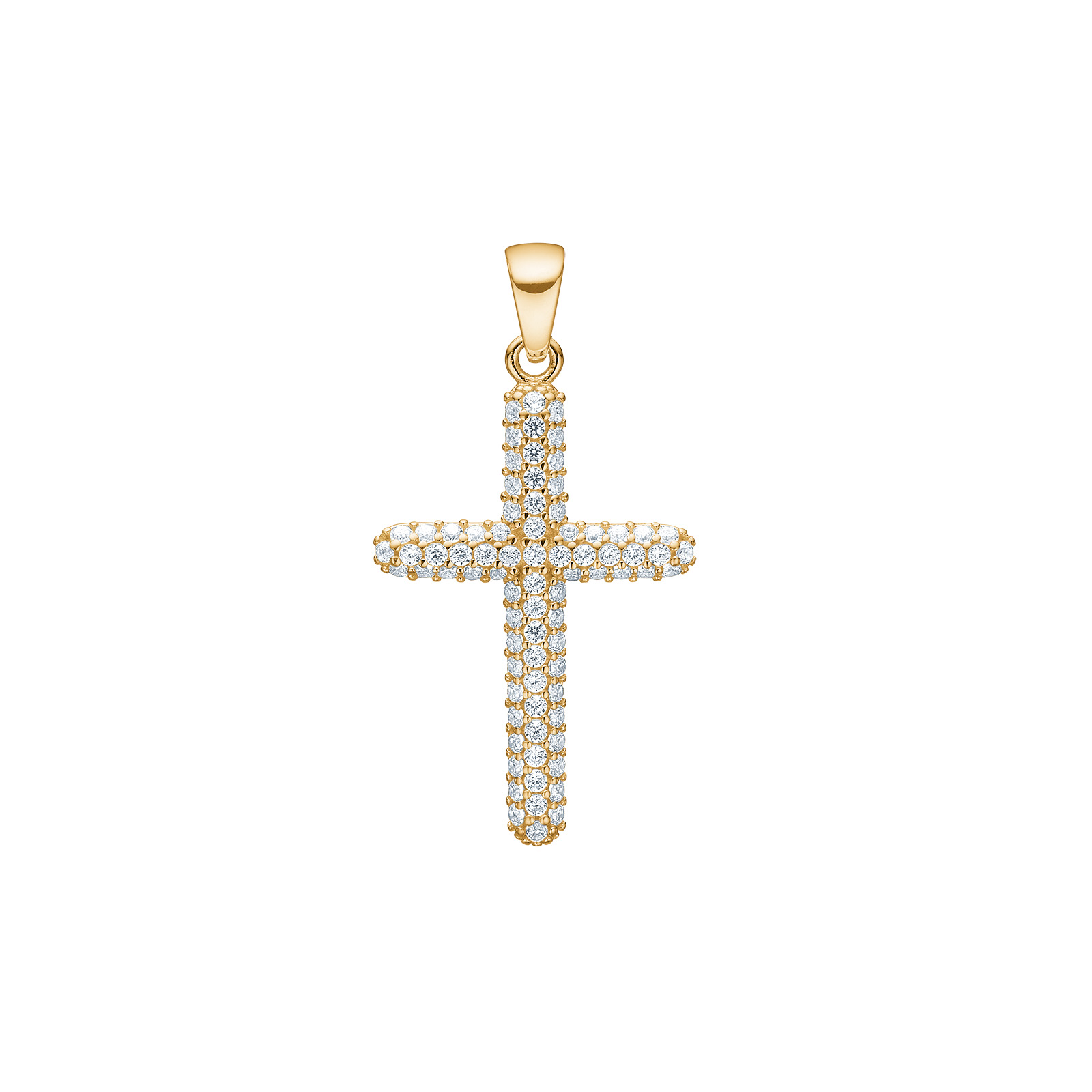 8kt. guldvedhæng kors m. cz