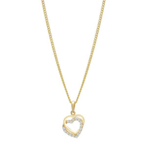 8kt. guldvedhæng dobbelt hjerte m/cz inkl. forg.