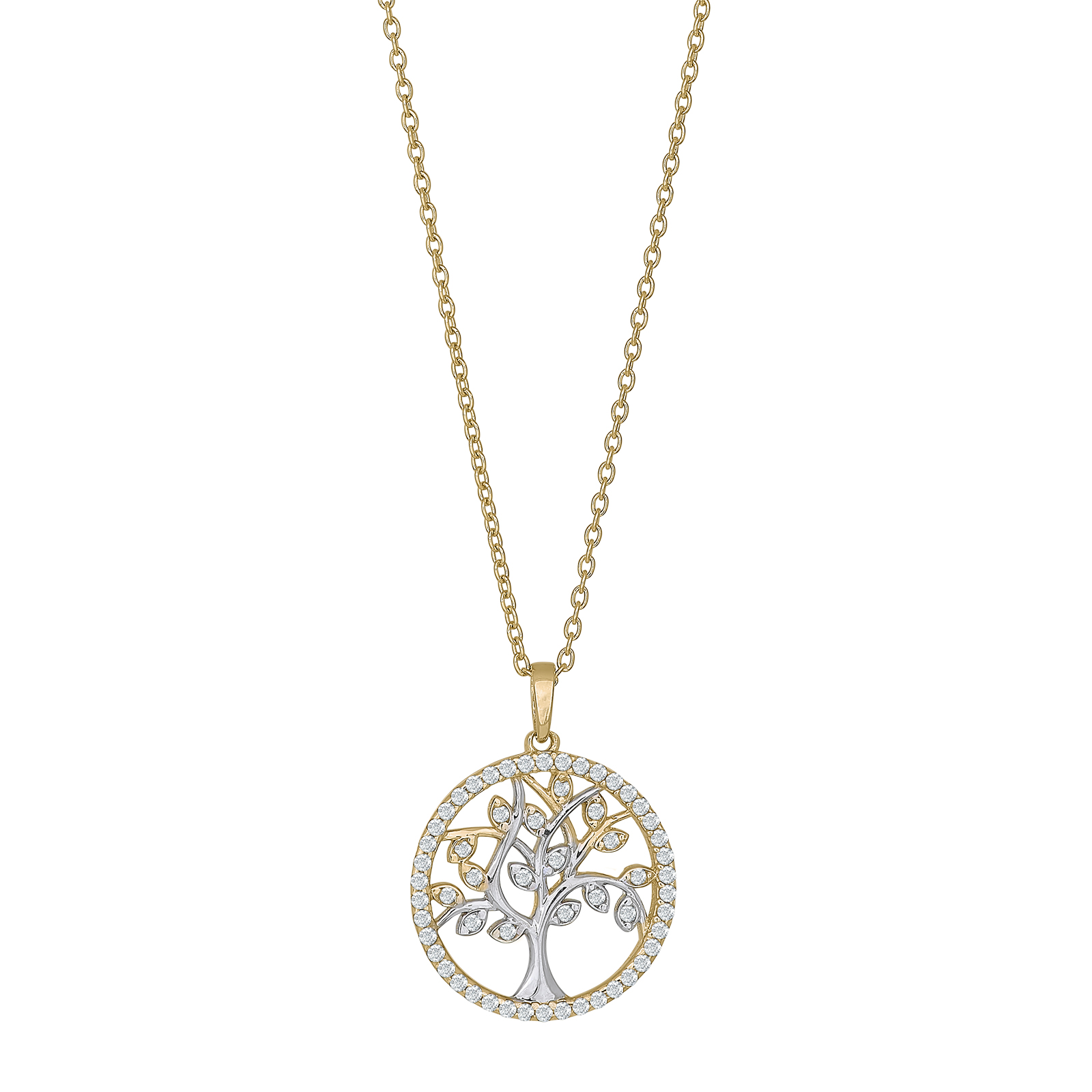 8kt. guldvedhæng livets træ m/cz inkl. forg. Sølvk