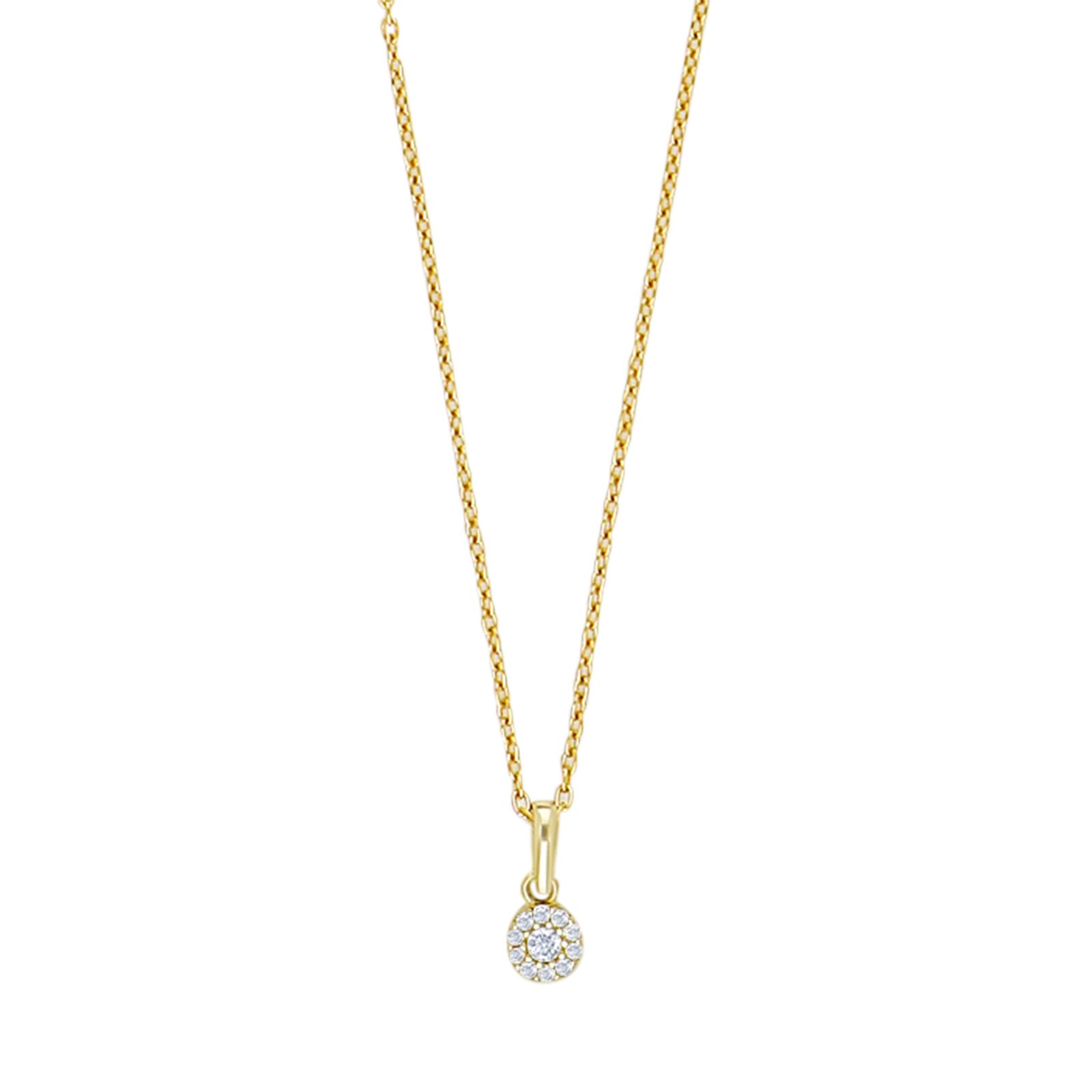 8kt. guldvedhæng lille roset m/cz inkl. forg. sølv