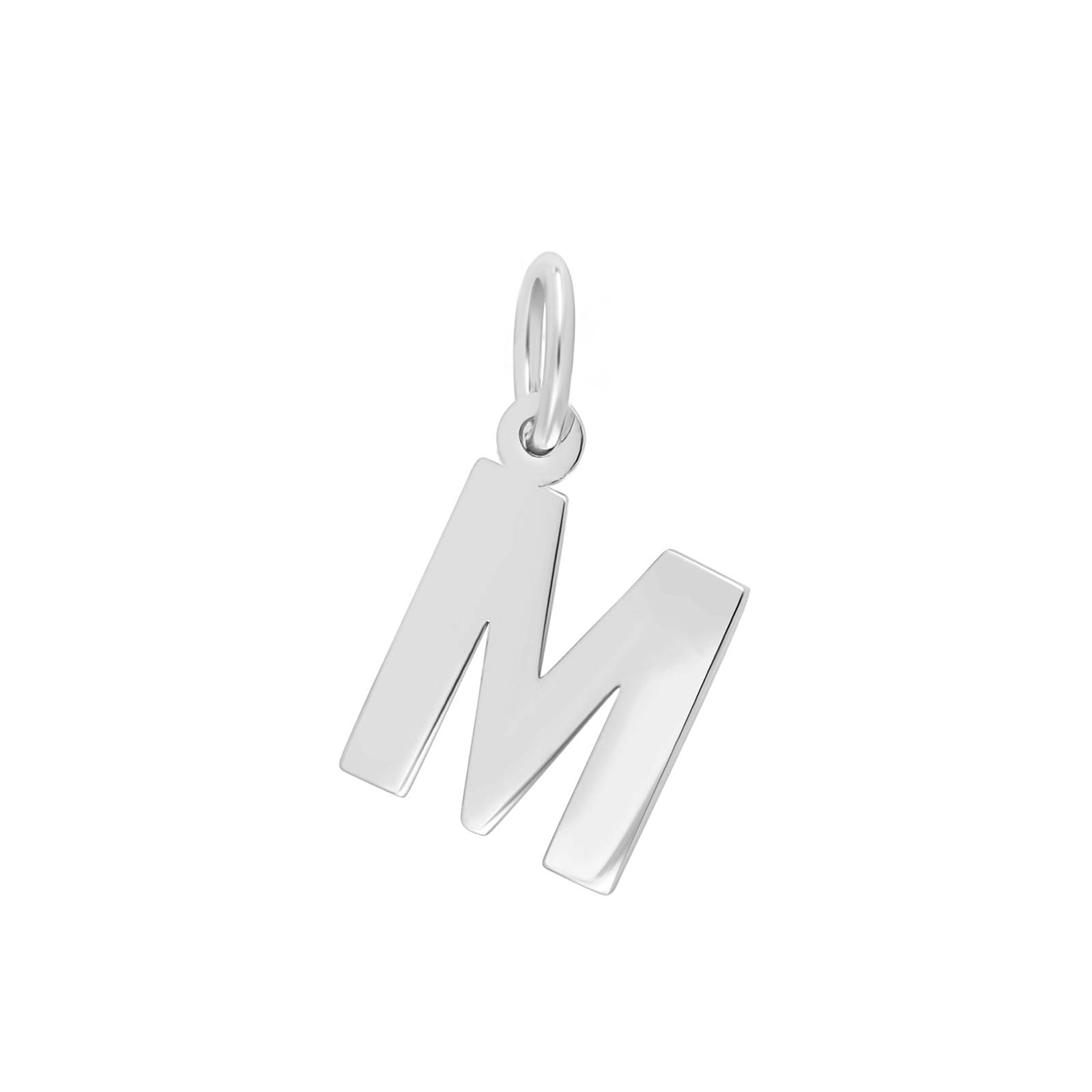 Rhod. sølvvedhæng bogstav - M